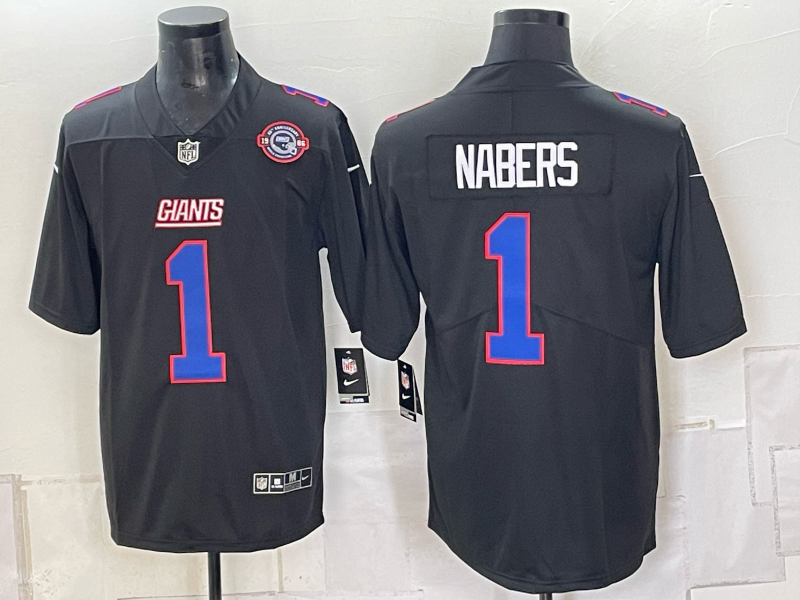Men New York Giants #1 Nabers black Nike 2026 NFL Game Jersey 0931002